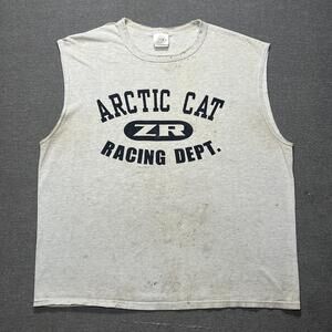 Vintage Arctic Cat Shirt Mens XL Gray ZR Snowmobile Thrashed Smoked Distressed